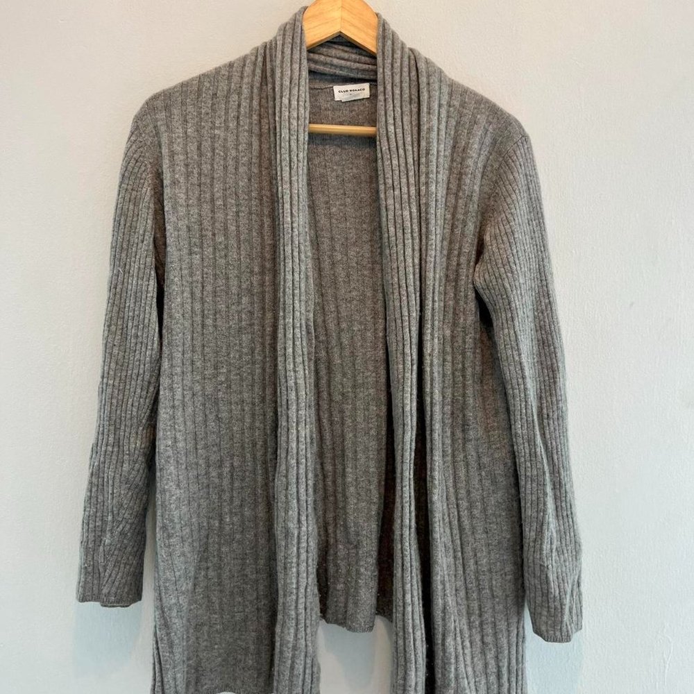 Club Monaco grey cashmere ribbed long cardigan